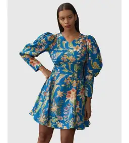 Alemais June Mini Dress Indigo Floral Size AU 16 for rent on The Volte - image 2