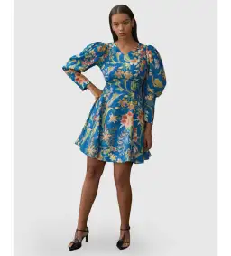 Alemais June Mini Dress Indigo Floral Size AU 16 for rent on The Volte - image 1