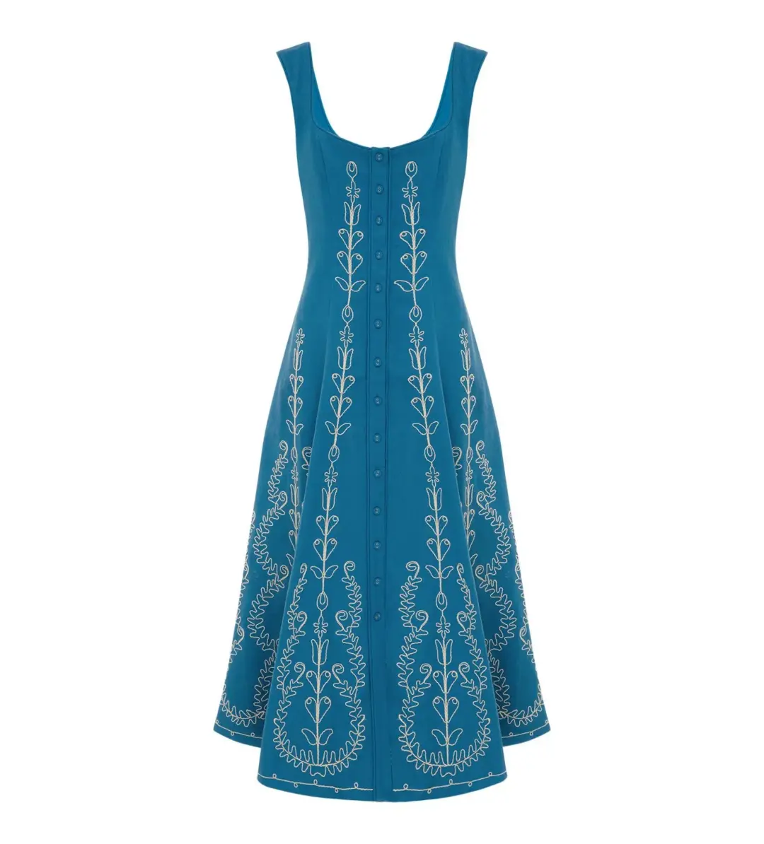 Alemais Donovan Corded Midi Dress Blue Print Size AU 16 for rent on The Volte - main image