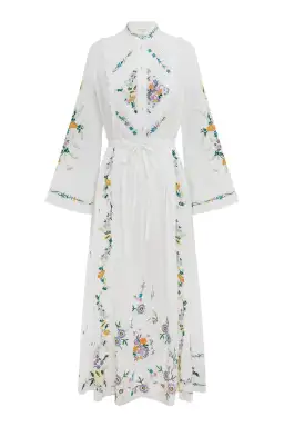 Alemais Willa Embroidered Midi Shirt Dress White Floral Size 16 for rent on The Volte - image 6
