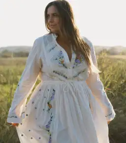 Alemais Willa Embroidered Midi Shirt Dress White Floral Size 16 for rent on The Volte - image 5