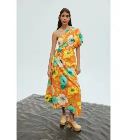 Alemais Piato One Shoulder Midi Dress Multi Floral Size 16 for rent on The Volte - image 1