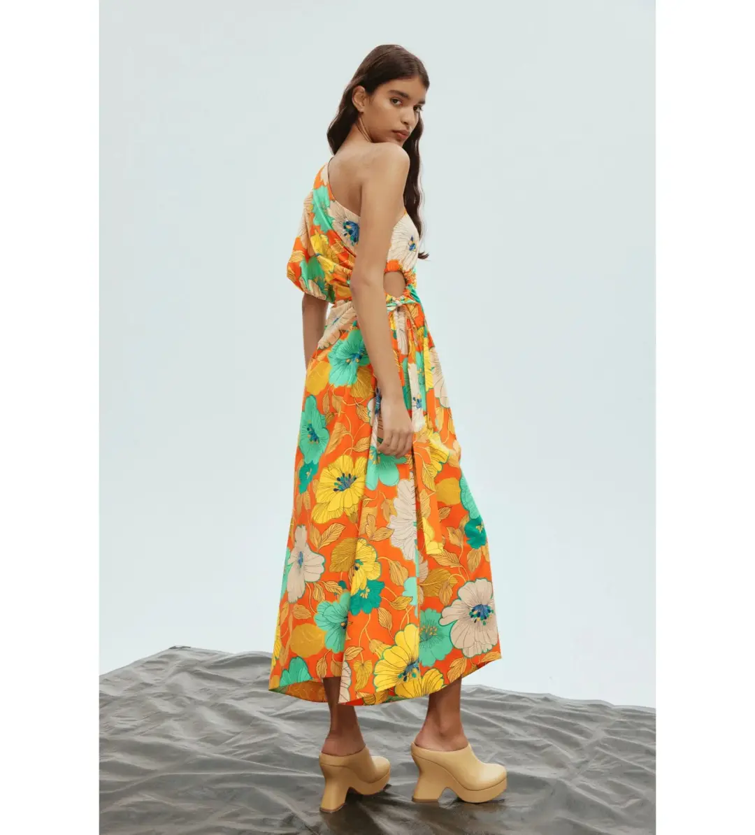 Alemais Piato One Shoulder Midi Dress Multi Floral Size 16 for rent on The Volte - main image