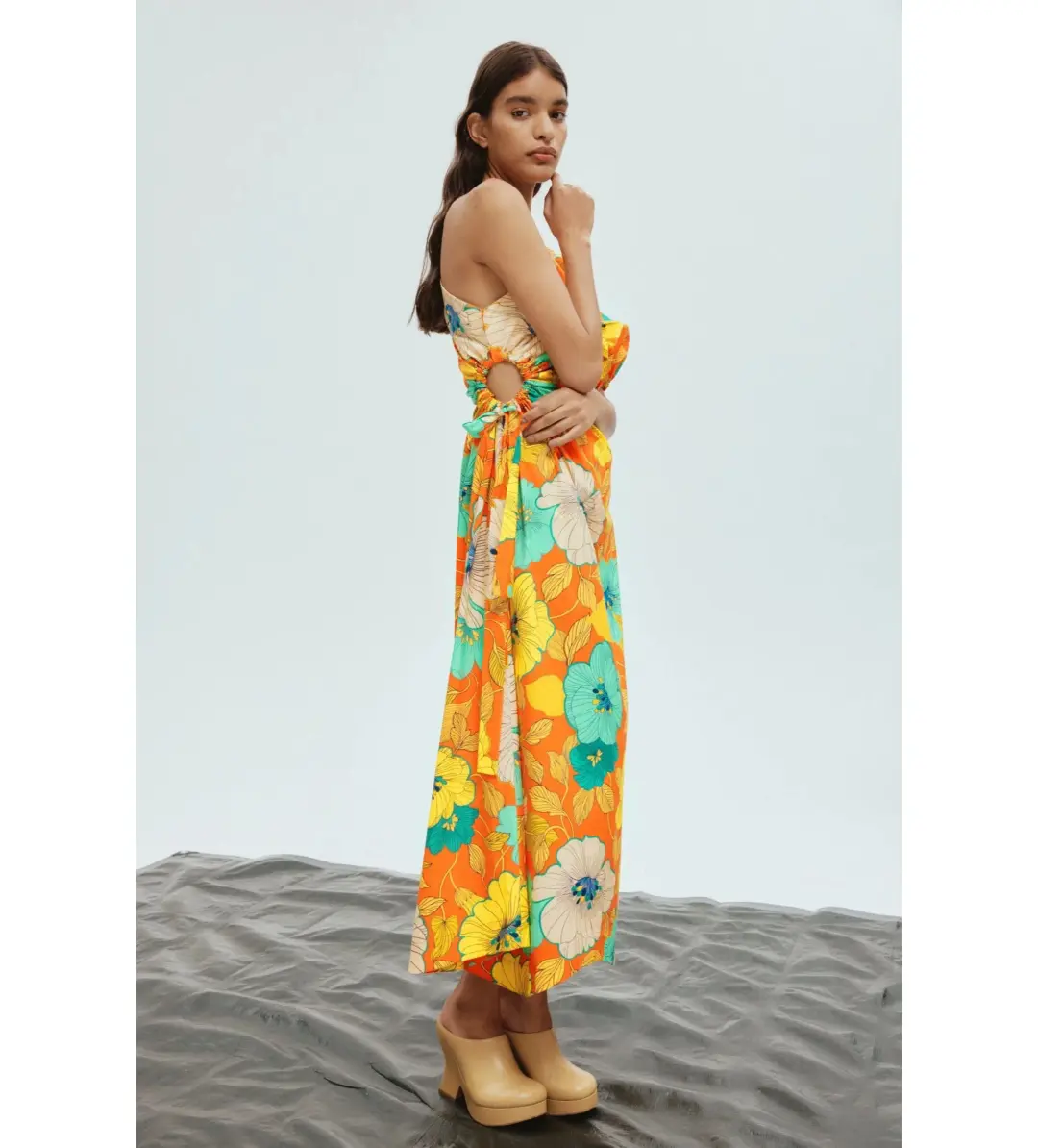 Alemais Piato One Shoulder Midi Dress Multi Floral Size 16 for rent on The Volte - main image