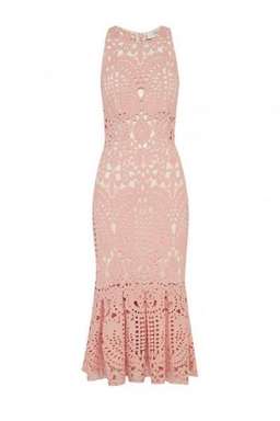 Lover Harmony Cut Out Midi Dress - Pink Lace Size 6 for rent on The Volte - image 3