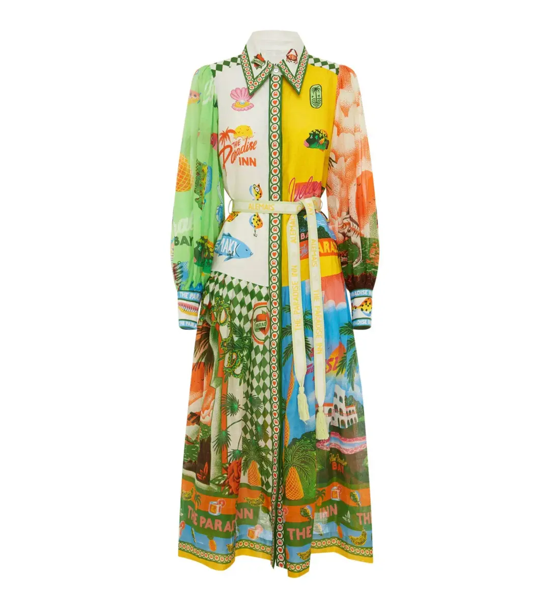Alemais Paradiso Midi Shirtdress Multi Print Size 16 for rent on The Volte - main image
