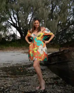 Alemais Piato Sculpt Mini Dress Marigold Floral Size 14