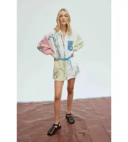 Alemais Willa Embroidered Shirt and Short Set Multi Floral Size 16 for rent on The Volte - image 1