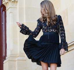 Self Portait Adeline Lace Mini Dress Black Size 4 for rent on The Volte - image 4
