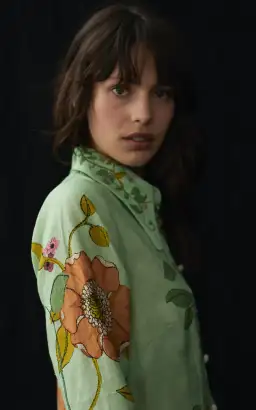 Alemais Olivia Floral Linen Maxi Shirt Dress Green Size 16 for rent on The Volte - image 7