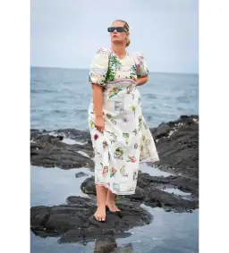 Alemais Sunset Midi Dress Print Size 14