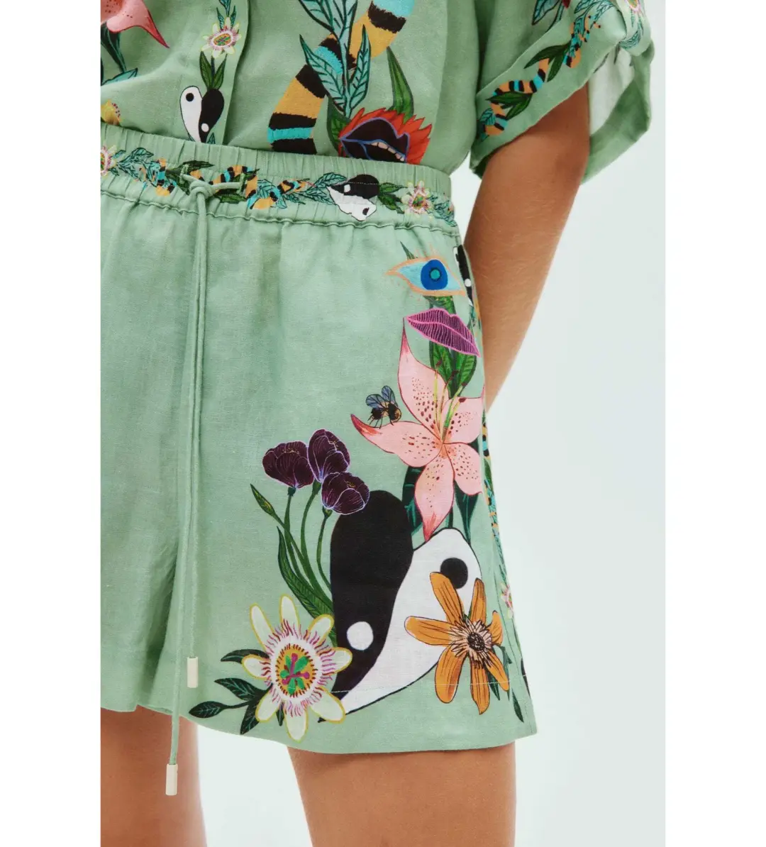 Alemais Meagan Linen Shirt and Short Set Green Size 16 for rent on The Volte - main image