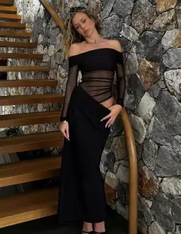 Benni Yasmin Off Shoulder Dress Black Size 8 for rent on The Volte - image 2