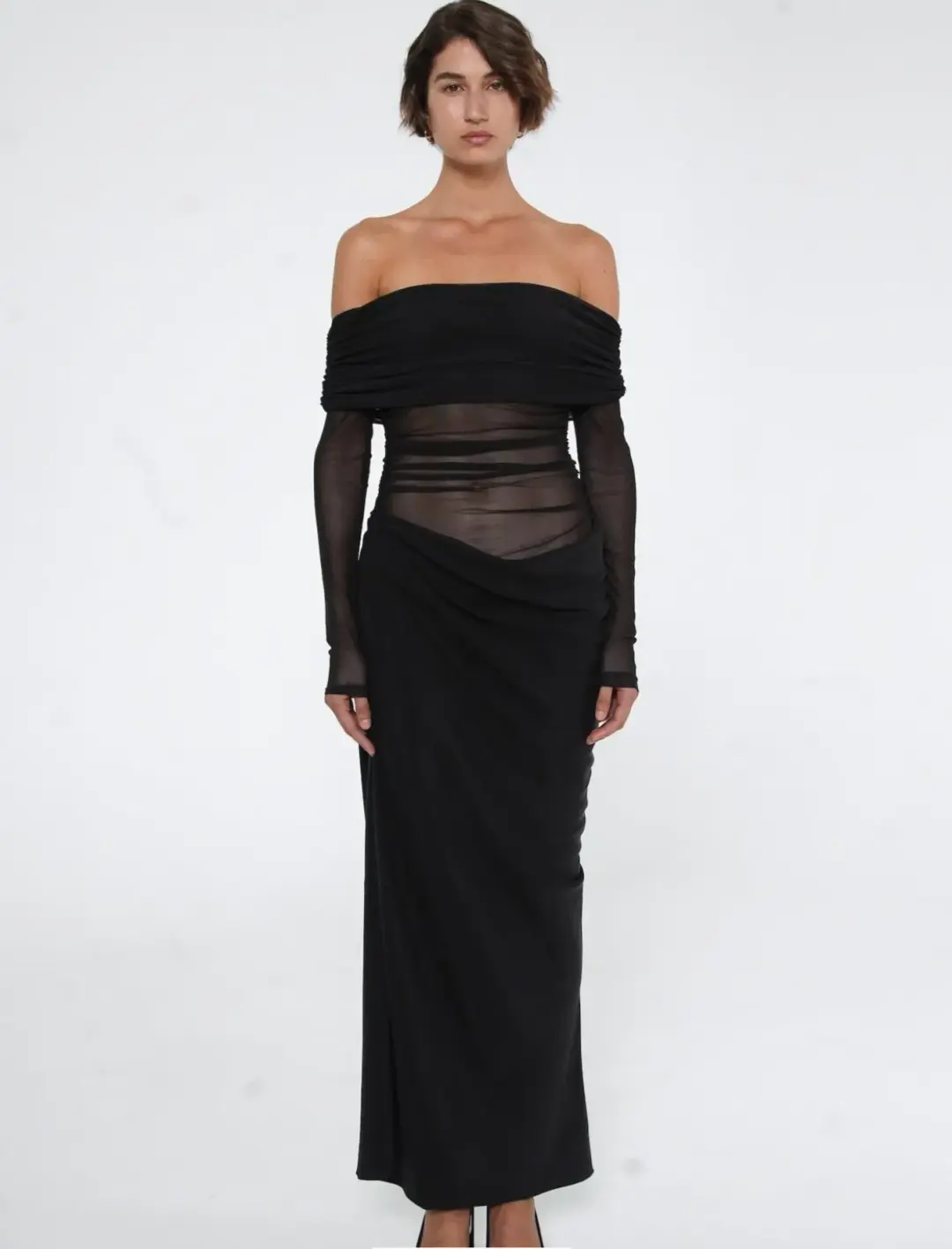 Benni Yasmin Off Shoulder Dress Black Size 10 for rent on The Volte - main image