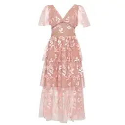 Self Portrait Flower Mesh Tiered Midi Dress Pink Size 12 for rent on The Volte - image 4