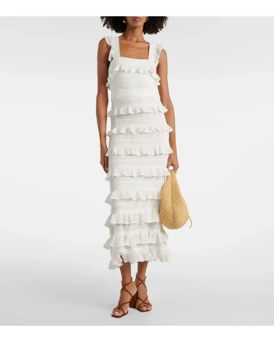 Zimmermann Natura Ruffle Dress in Parchment Size 1 / AU 10 for rent on The Volte - main image