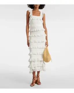 Zimmermann Natura Ruffle Dress in Parchment Size 1 / AU 10 for rent on The Volte - image 1