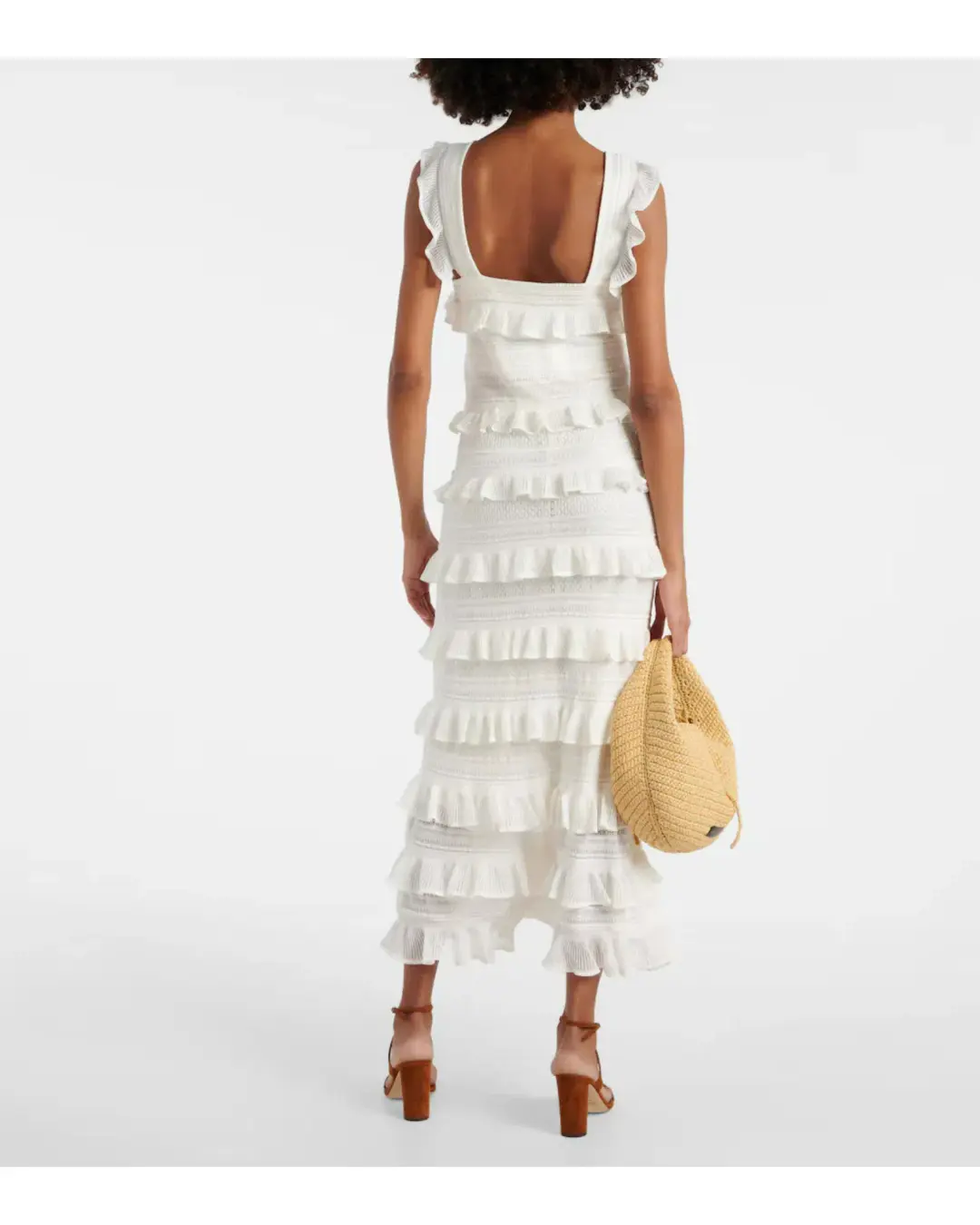 Zimmermann Natura Ruffle Dress in Parchment Size 1 / AU 10 for rent on The Volte - main image