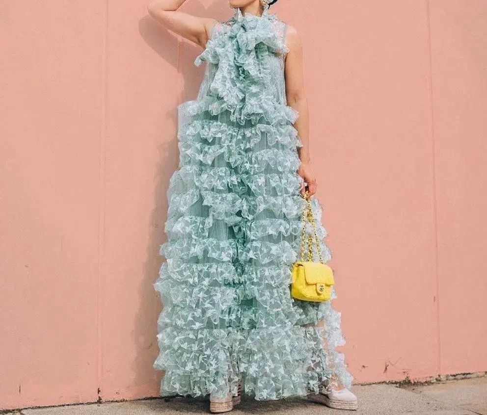 Sister Jane Dream Like A Butterfly Ruffle Maxi Dress Green Size S / Au 8 for rent on The Volte - main image