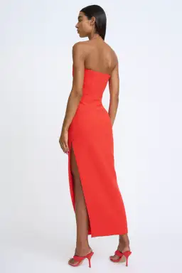 By Johnny Sahana Shell Shape Strapless Midi Dress Red Size 6 for rent on The Volte - image 4