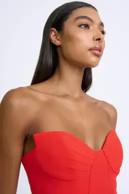 By Johnny Sahana Shell Shape Strapless Midi Dress Red Size 6 for rent on The Volte - image 6