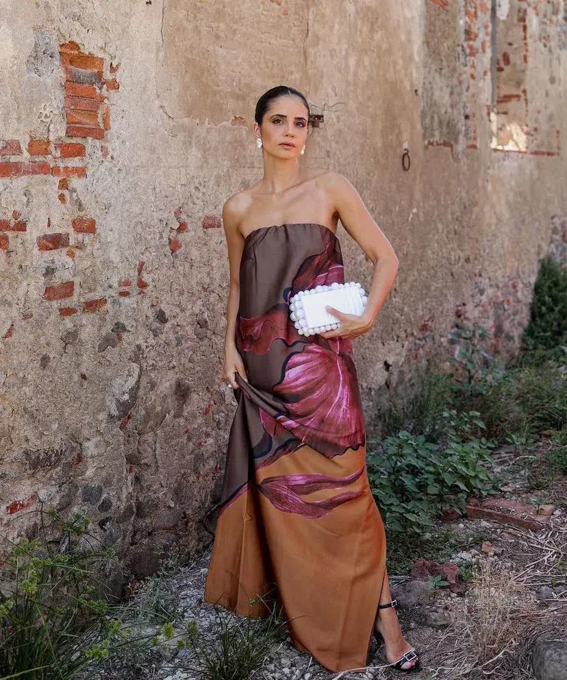 Pasduchas Moon Flower Column Midi in Fudge Size 12 for rent on The Volte - main image