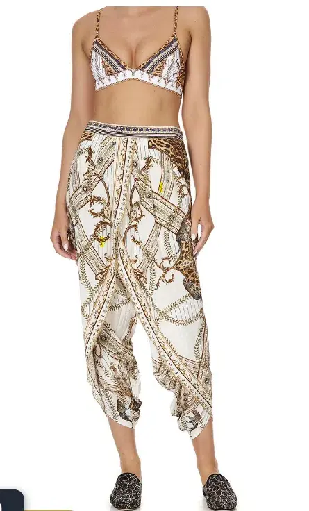 Camilla Pants, Bralette & Scarf - Mind Your Manor Print Size 8/XS for rent on The Volte - main image