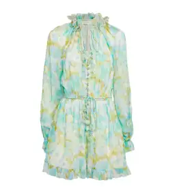 Zimmermann High Tide Flutter Embellished Floral-Print Silk-Crepon Playsuit Green Size 1/AU 8 for rent on The Volte - image 6