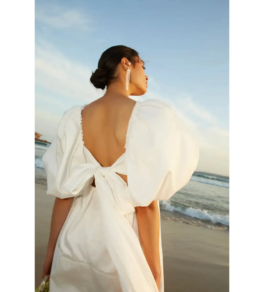 Aje Casabianca Puff Sleeve Mini Dress Ivory Size AU 6 for rent on The Volte - main image