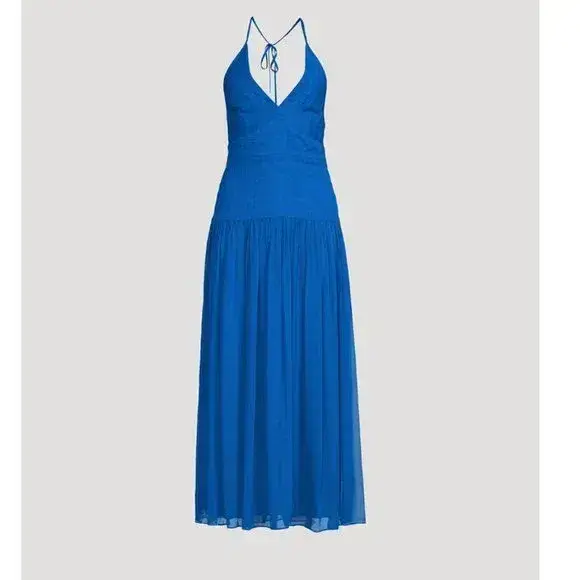 Shona Joy Leilani Halter Tie Midi Dress in Pacific Dress Blue Size 14 for rent on The Volte - main image
