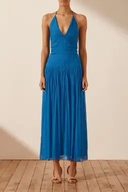 Shona Joy Leilani Halter Tie Midi Dress in Pacific Dress Blue Size 14 for rent on The Volte - image 1