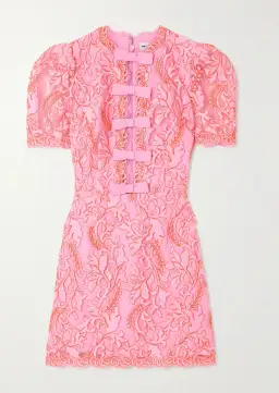 Rebecca Vallance Maribella Bow Detailed Embroidered Tulle Mini Dress Pink Size 10 for rent on The Volte - image 4