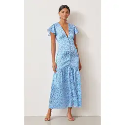 Bec & Bridge Alizee Midi Dress Blue Floral Size 12 for rent on The Volte - image 1