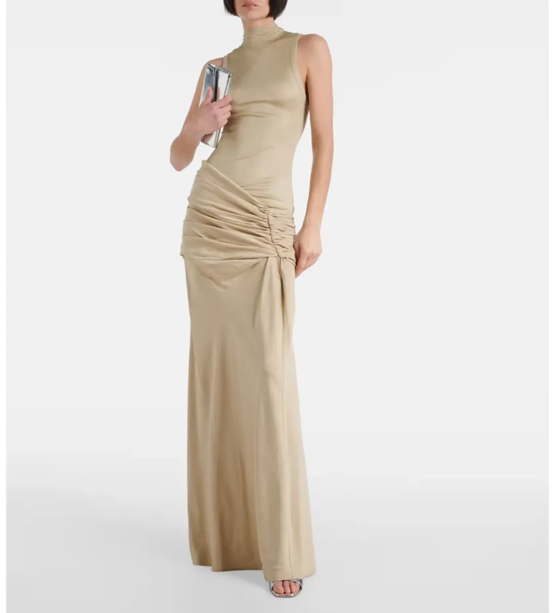 Christopher Esber Fushion Ruched Gown Stone Size AU 6 for rent on The Volte - main image