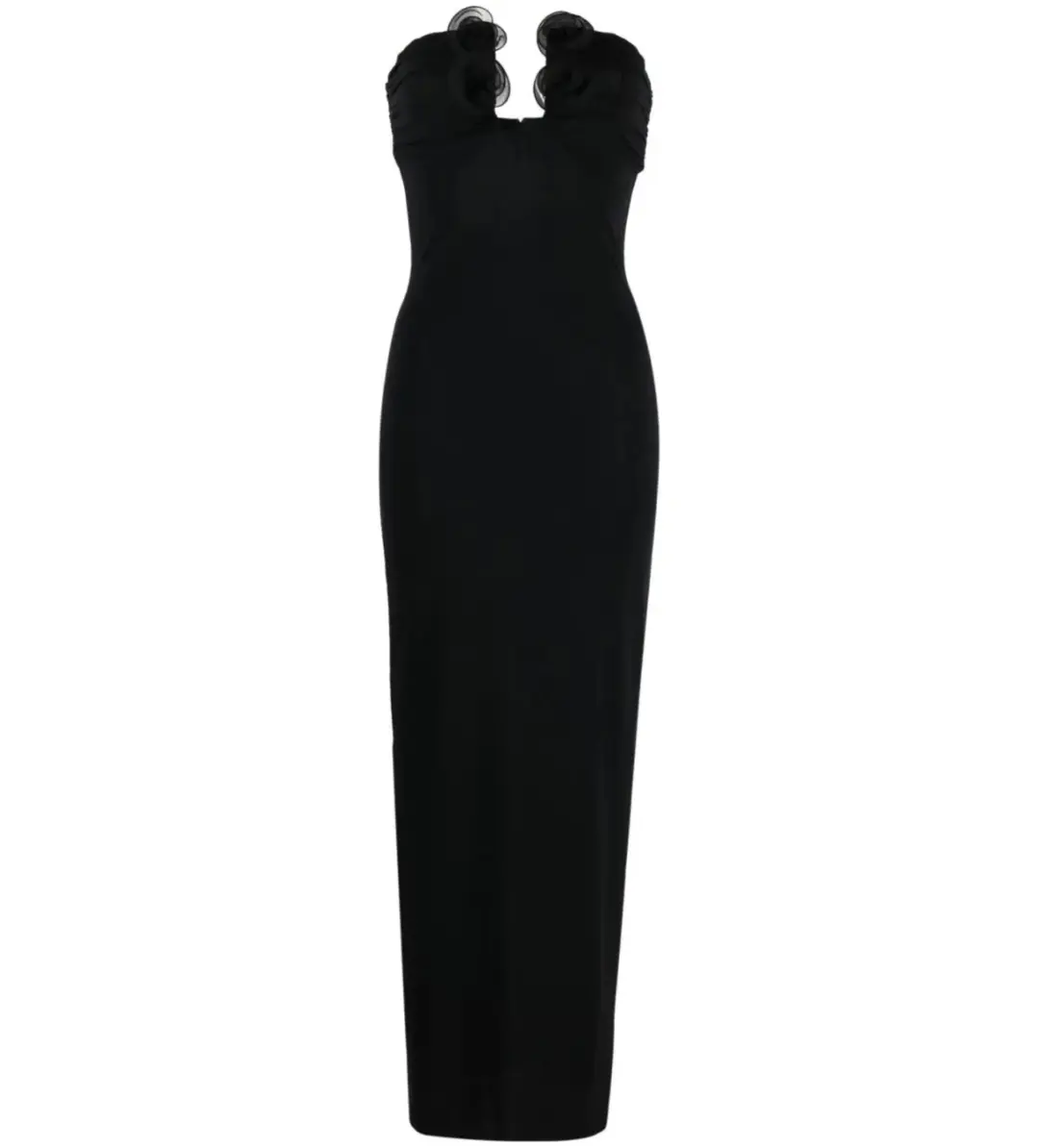 Magda Butrym Strapless Flower Appliqué Maxi Dress Black Size 6 for rent on The Volte - main image