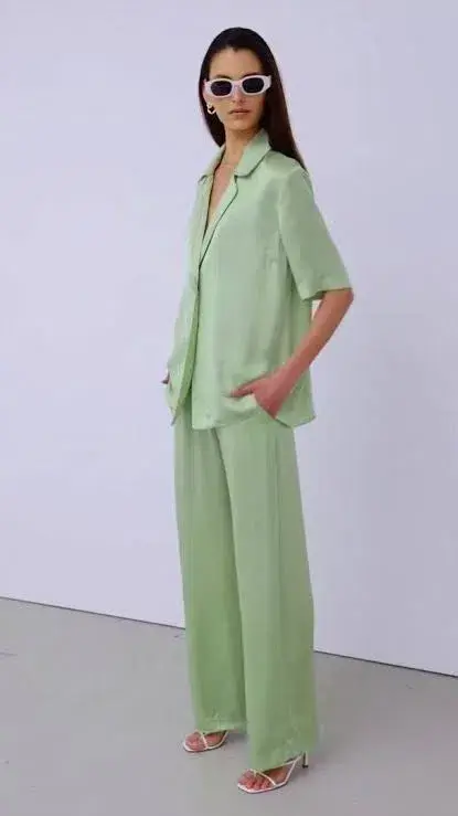 Viktoria and Woods Chorus Shirt & Pilot Pants Set Tarragon Size 1 (AU 8) for rent on The Volte - main image