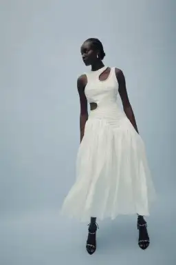 Aje Jolie Abstract Cut Out Midi Dress Ivory Size AU 10 for rent on The Volte - image 3