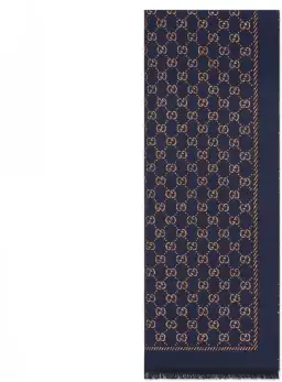 Gucci Metallic GG Wool Scarf Navy Bronze for rent on The Volte - image 1