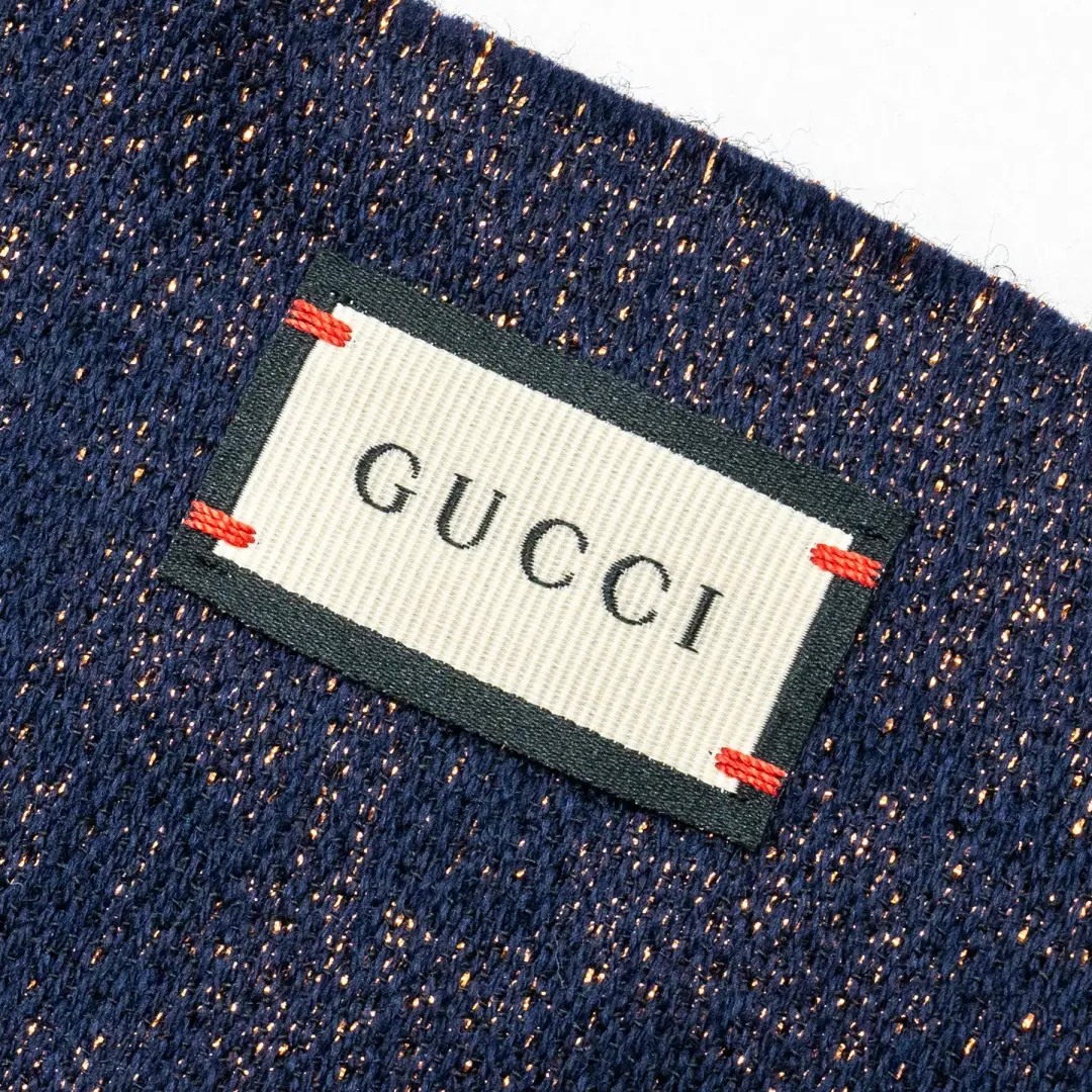 Gucci Metallic GG Wool Scarf Navy Bronze for rent on The Volte - main image