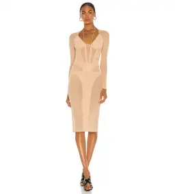 Dion Lee Powertulle Corset Midi Dress in Desert Size AU 10