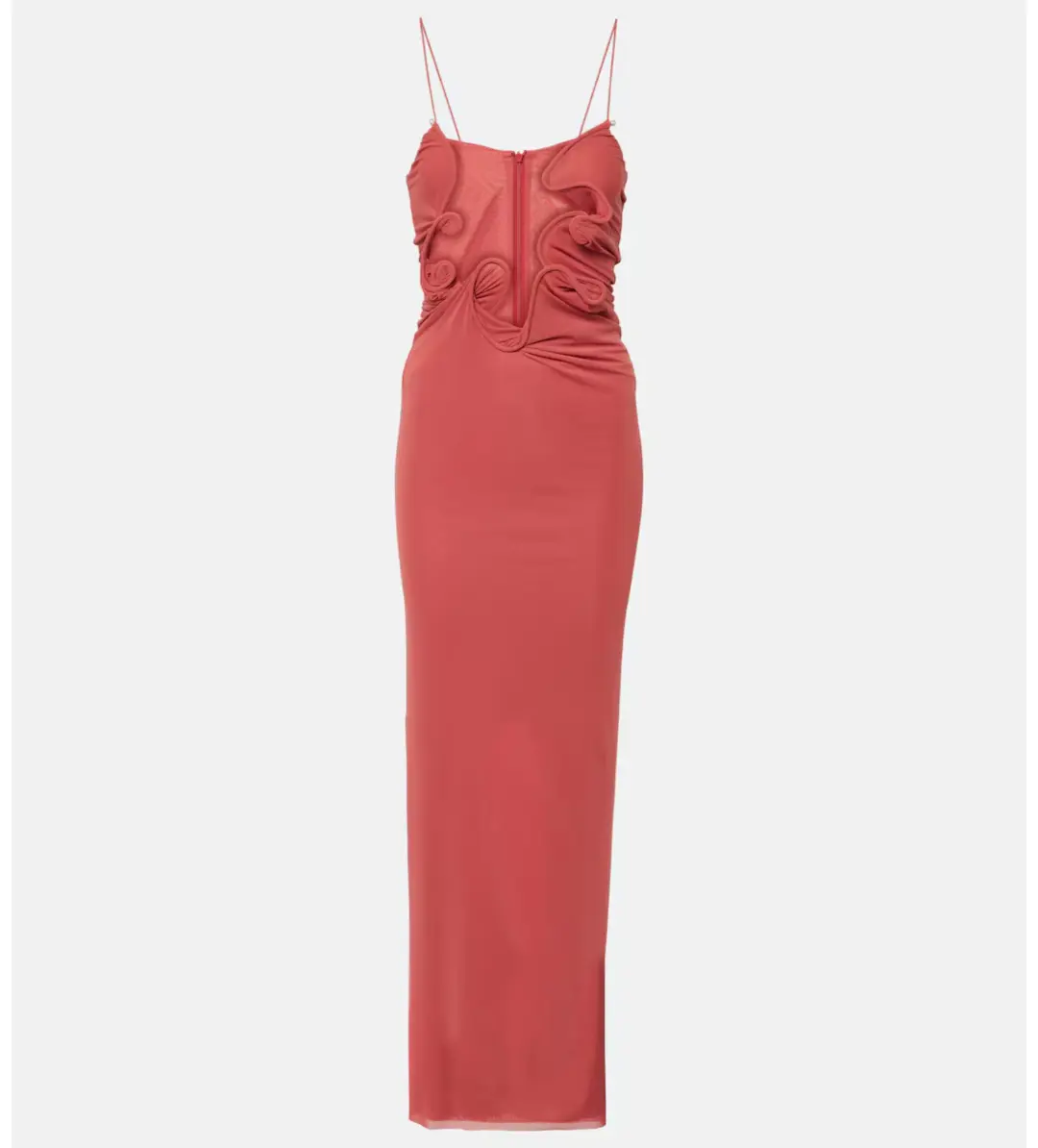 Christopher Esber Molded Venus Cutout Mesh Maxi Dress in Cayenne/Rose Size AU 6 for rent on The Volte - main image