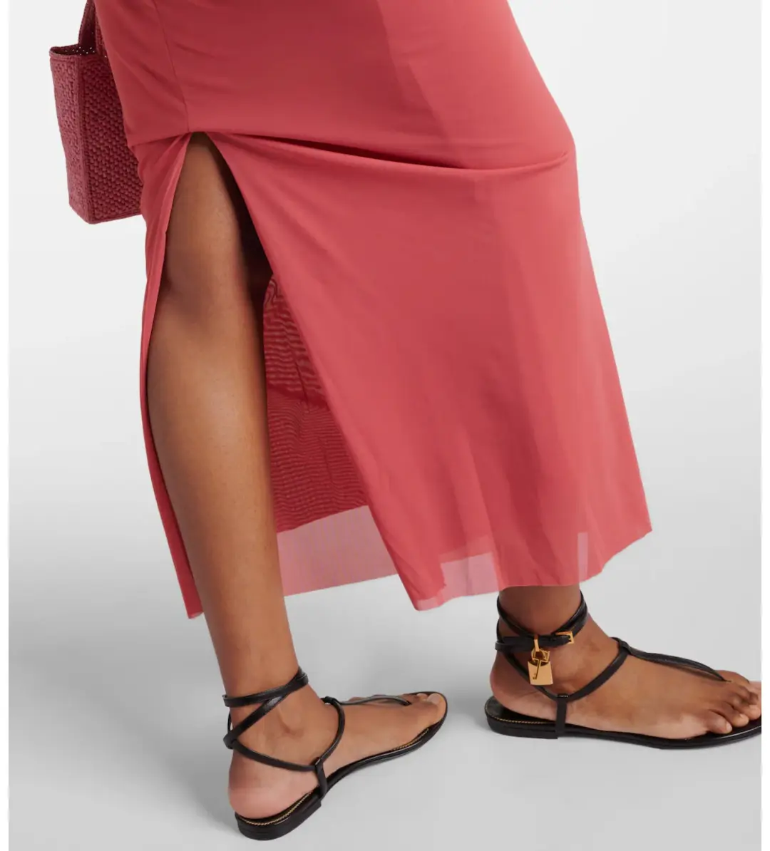 Christopher Esber Molded Venus Cutout Mesh Maxi Dress in Cayenne/Rose Size AU 6 for rent on The Volte - main image