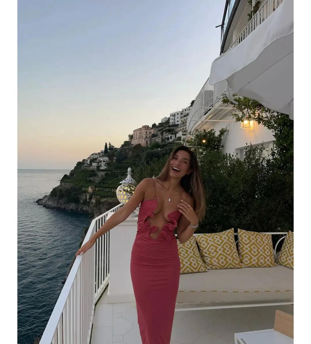 Christopher Esber Molded Venus Cutout Mesh Maxi Dress in Cayenne/Rose Size AU 6 for rent on The Volte - main image