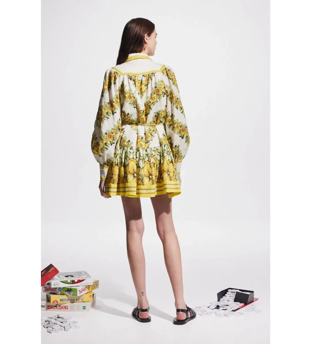 Alemais Gisela Mini Dress Yellow Floral Size AU 16 for rent on The Volte - main image