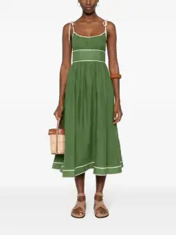 Zimmermann Alight Picnic Midi Dress Dark Green Size 1 / AU 10