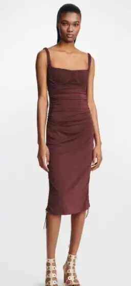 Dion Lee Smocked Doric Corset Dress Oxblood Red Size 10