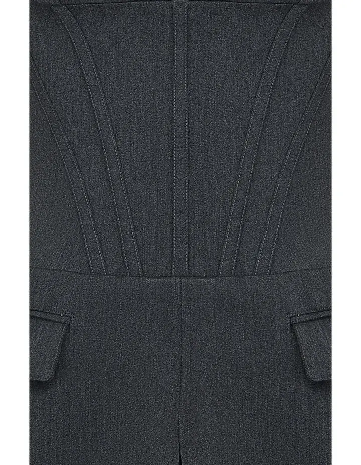 House of CB Eleanor Pleated Corset Mini Dress in Charcoal Size 6 - Image 6