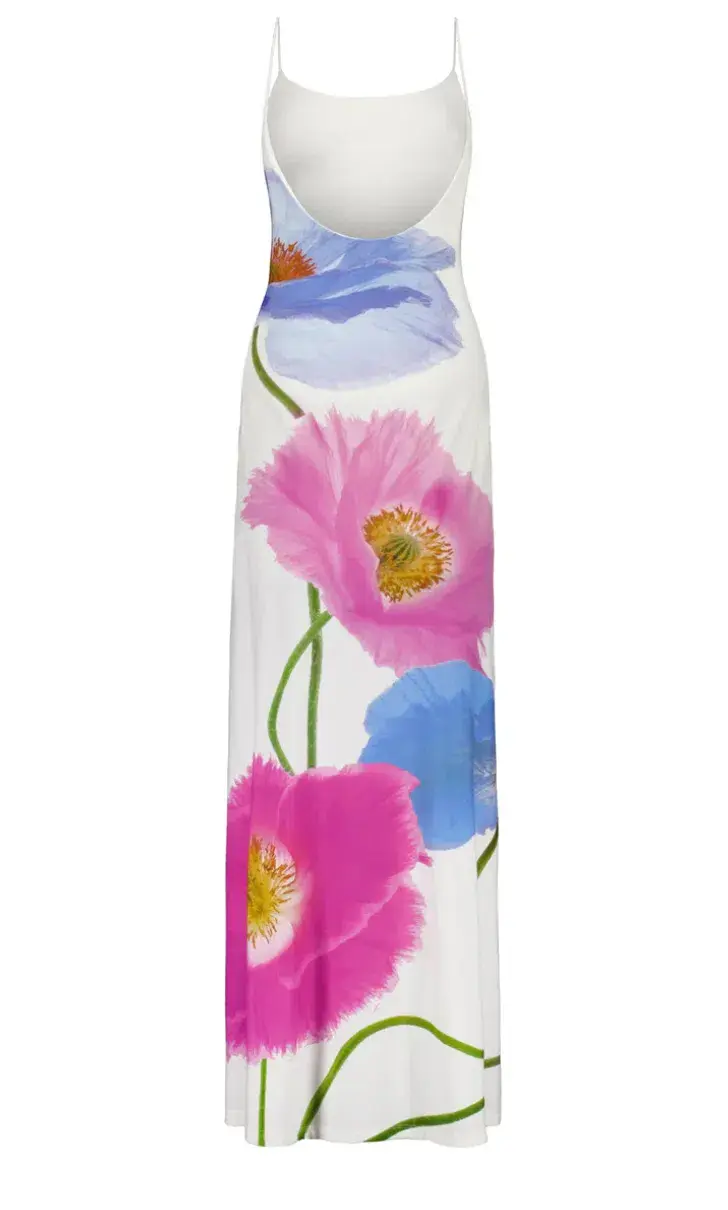 With Harper Lu Low Back Maxi Dress - Azure Poppy for rent on The Volte - main image