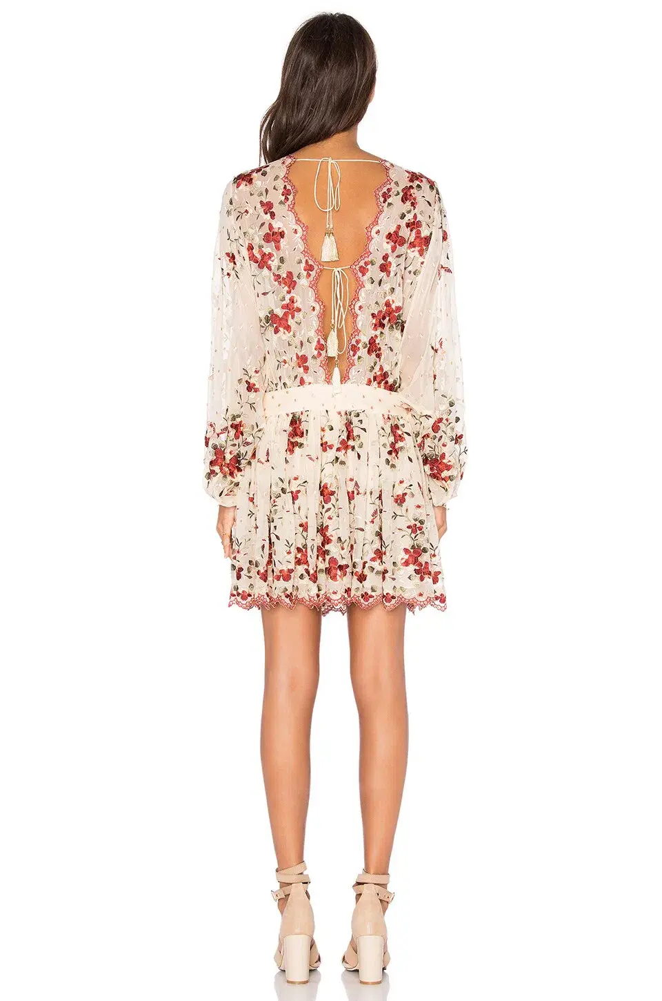 Zimmermann Sakura Embroidered Mini Dress Nude Floral Size 1 / AU 10 for rent on The Volte - main image