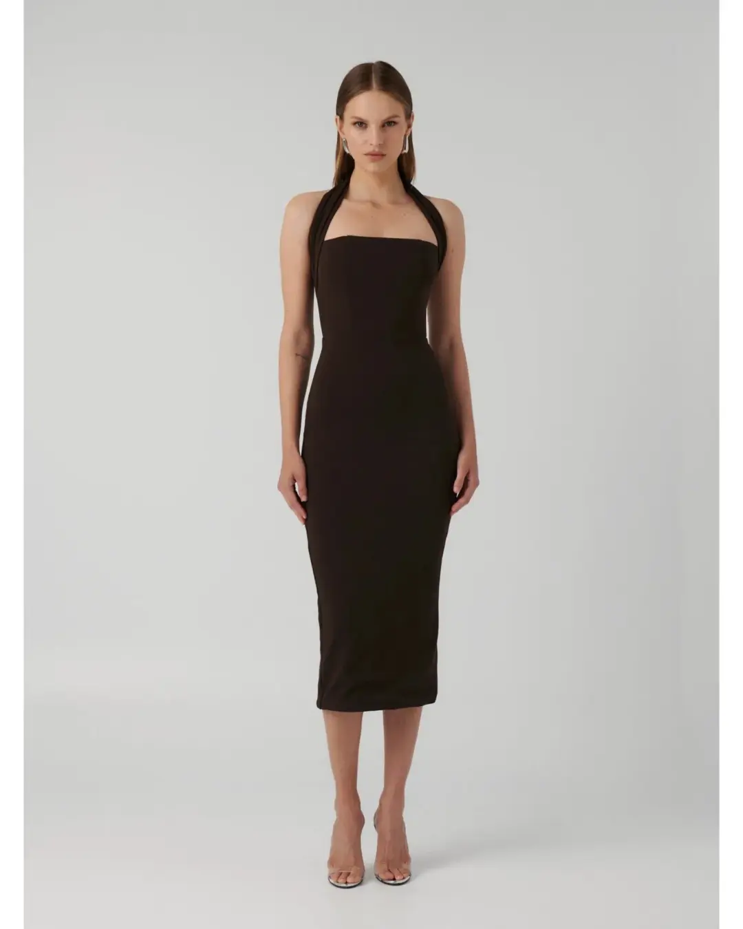 Effie Kats Meline Midi Dress in Coffee Size L / AU 12 for rent on The Volte - main image